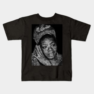 Maya Angelou Portrait with all her book titles - 04 Kids T-Shirt